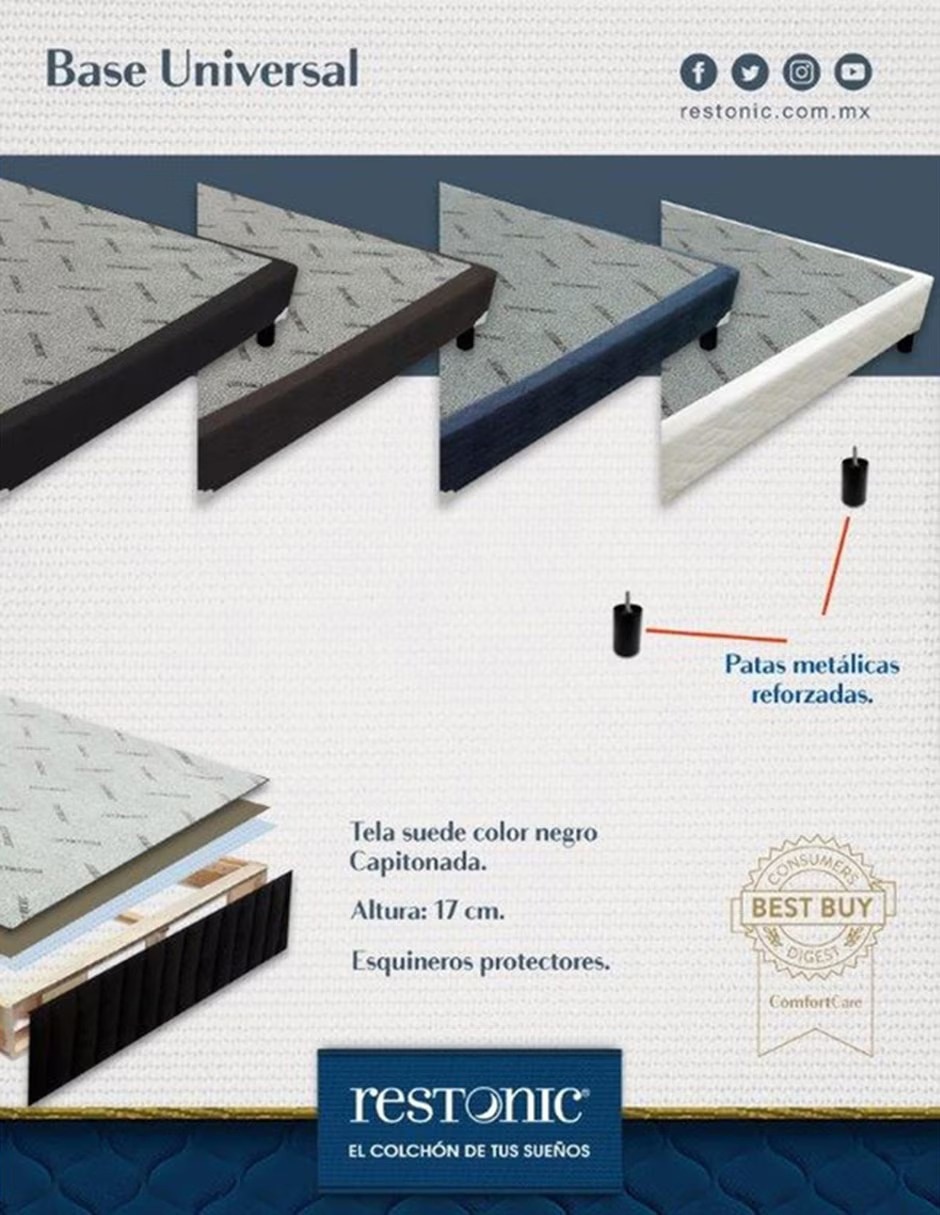 BASE PARA COLCHON RESTONIC BOX R, GRISC